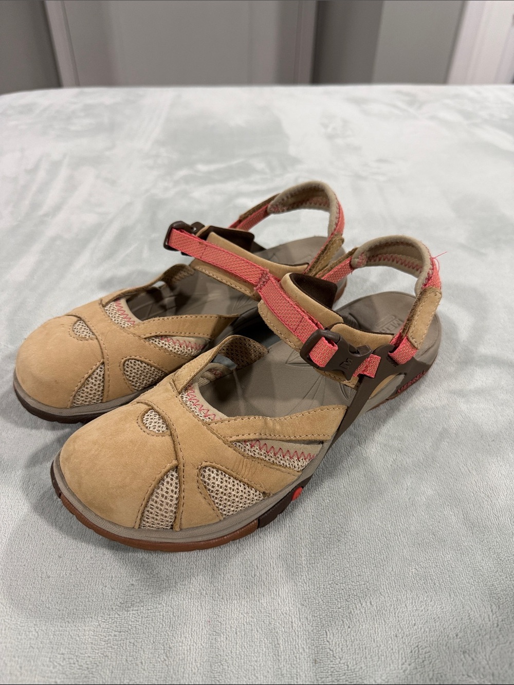 Merrell Women’s Beige and Coral Outdoor Sandals